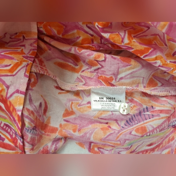 Vilagallo Women's Short Dress with Pineapple Print 100% Cotton Size 42(L) - Picture 9 of 16